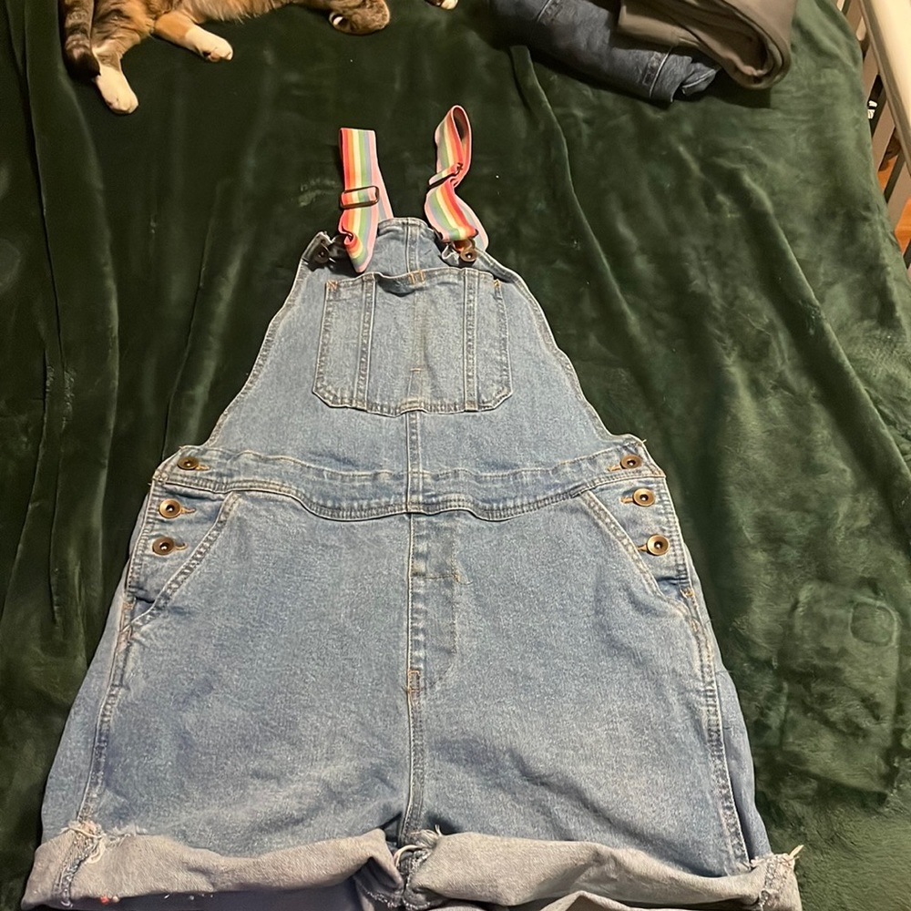 Rainbow strap overalls